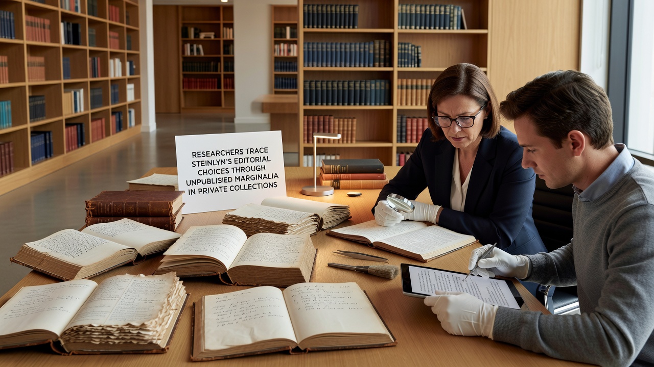 Close-up view of handwritten marginal notes and editorial annotations in archived documents
